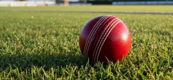 Professional cricketer playing cover drive under stadium lights